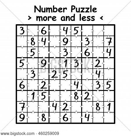 Greater Than Sudoku Number Puzzle Vector Illustration