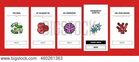 Bacteria Virus Bacterium Cell Onboarding Mobile Vector. Germ Pathogen, Disease Biology Microbe, Micr