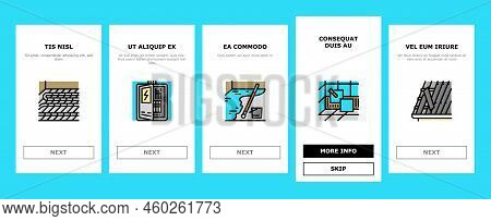 Construction Crane House Work Onboarding Mobile Vector. Building Industry, Civil Architecture, Build