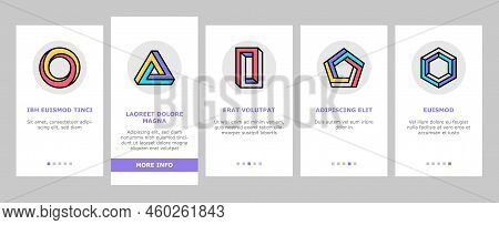 Impossible Geometric Shape Onboarding Mobile Vector. Triangle Illusion, Abstract 3d Optical Cube, In