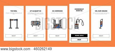 Stand Trade Show Event Booth Onboarding Mobile Vector. Exhibition Advertising Promo Information, Pos