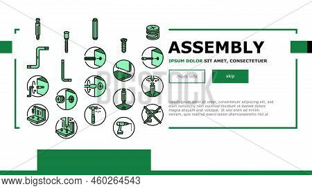 Assembly Furniture Instruction Landing Web Page Vector. Manual Diy, Man Home Instructions, Repair To