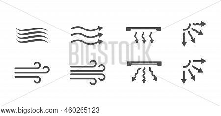 Wind And The Direction Of The Flow Of Cold And Warm Air. A Set Of Icon, Sign And Pictogram Templates
