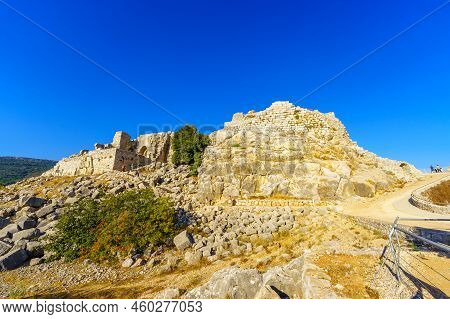 Nimrod, Israel - August 16, 2022: View From The West Of The Medieval Nimrod Fortress, With Visitors,