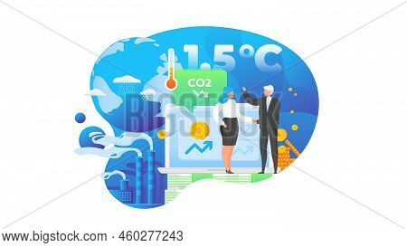 Business Commitment To Reduce Carbon Emission And Limit Global Warming To 1.5 Degree Celsius. Green 