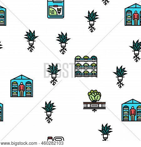 Water System Irrigation Sprinker Vector Seamless Pattern Thin Line Illustration