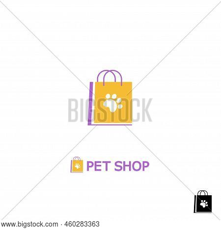 Pet Store Logotype. Zoo Store Logo. Goods For Animals Symbol. Paw Print Logo