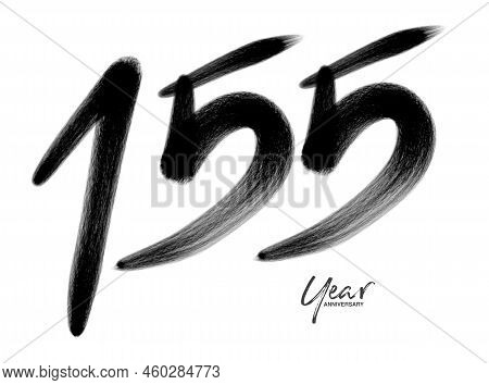 155 Years Anniversary Celebration Vector Template, 155 Number Logo Design, 155th Birthday, Black Let