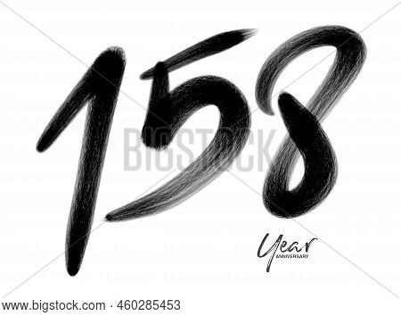 158 Years Anniversary Celebration Vector Template, 158 Number Logo Design, 158th Birthday, Black Let