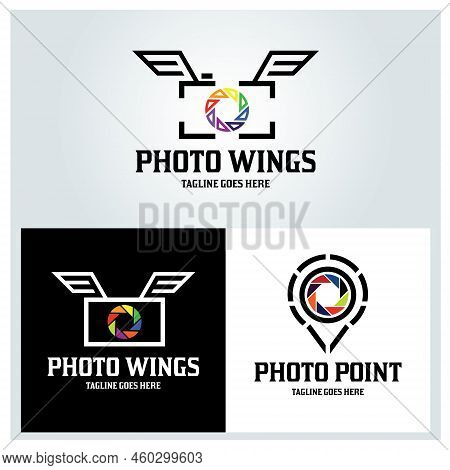Photo Wings Logo Design Template. Vector Illustration