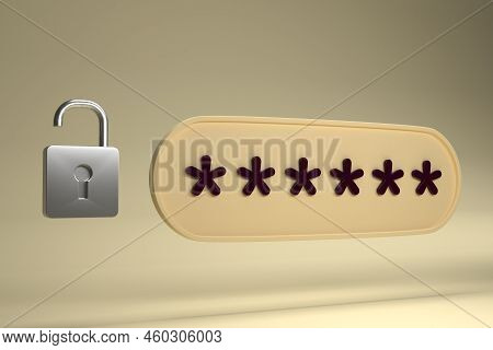 Door Lock And Input Field With Entered Password Disguised By Stars. Internet Protection, Security, C