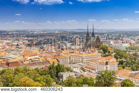 Cathedral Of St. Peter And Petrov In Brno, View From The Castle, Czech Republic