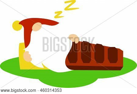 Camping Gnome Svg Vector Illustration Isolated On White Background.camper Gnomes Sleeping In A Sleep