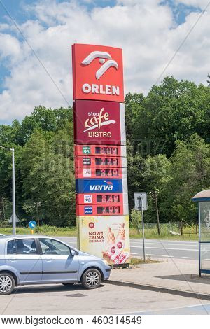 Zyznow, Poland - June 12, 2022: Price Board On Orlen Gas Station.