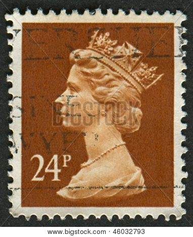 UK-เซอร์กา 1989: แสตมป์ที่พิมพ์ในประเทศอังกฤษแสดงรูปของ Elizabeth II เป็นพระมหากษัตริย์รัฐธรรมนูญของ 16