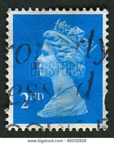UK-เซอร์กา 1989:A แสตมป์ที่พิมพ์ในประเทศอังกฤษแสดงรูปของ Elizabeth II เป็นพระมหากษัตริย์รัฐธรรมนูญของ 16 
