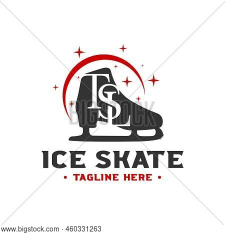 Ice Skate Illustration Logo Design With Letter Tsl