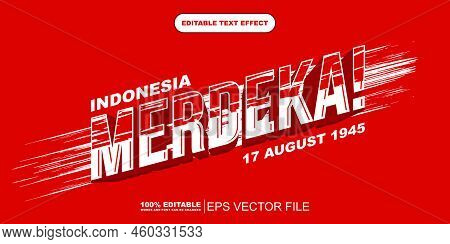 3d Indonesia Merdeka Text Effect Template Vector