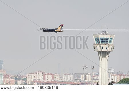 Istanbul, Turkey - May 29, 2022: Soloturk Air Aerobatics Show In Istanbul Ataturk Airport During Ann