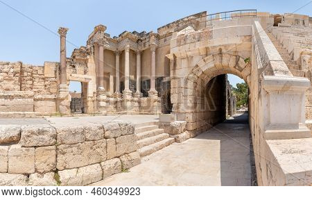 Beit Shean, Israel, August 06, 2022 : The Amphitheater On The Partially Restored Ruins Of One Of The