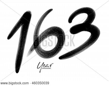 163 Years Anniversary Celebration Vector Template, 163 Number Logo Design, 163th Birthday, Black Let