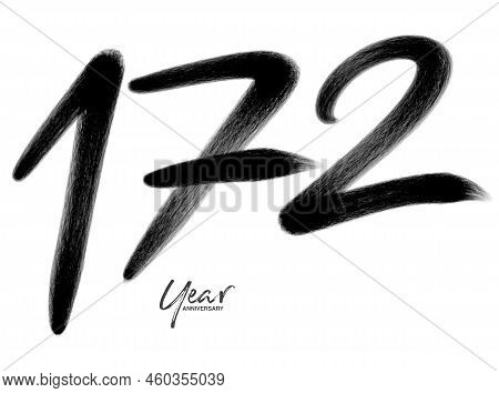 172 Years Anniversary Celebration Vector Template, 172 Number Logo Design, 172th Birthday, Black Let