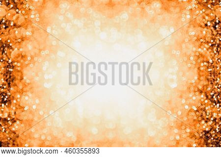 Orange Glitter Sparkle Background, Happy Birthday Confetti Invite, Autumn Fall November Thanksgiving