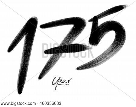 175 Years Anniversary Celebration Vector Template, 175 Number Logo Design, 175th Birthday, Black Let