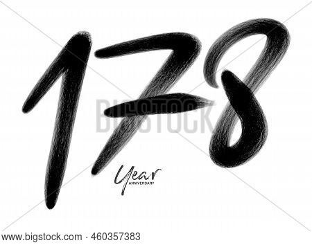 178 Years Anniversary Celebration Vector Template, 178 Number Logo Design, 178th Birthday, Black Let