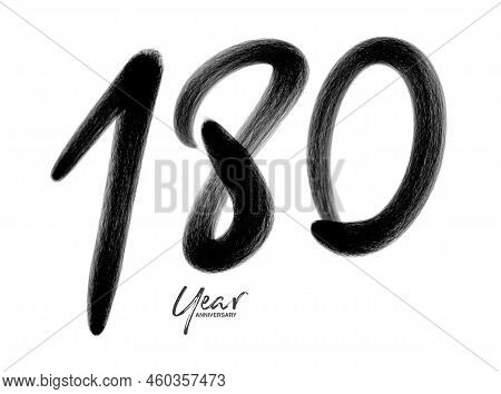 180 Years Anniversary Celebration Vector Template, 180 Number Logo Design, 180th Birthday, Black Let