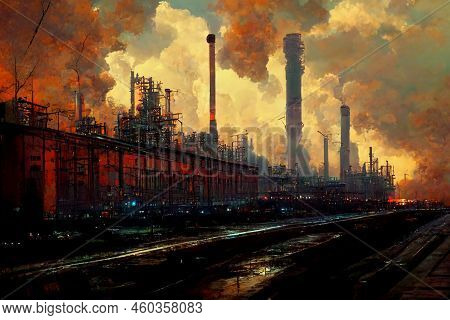 Environmental Disaster Concept. Digital Paintig Illustration Technique