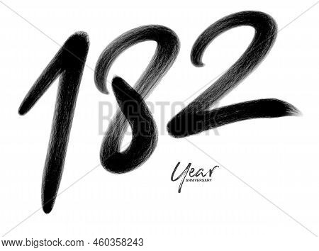 182 Years Anniversary Celebration Vector Template, 182 Number Logo Design, 182th Birthday, Black Let