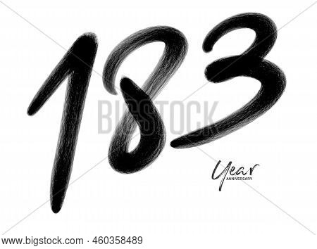 183 Years Anniversary Celebration Vector Template, 183 Number Logo Design, 183th Birthday, Black Let