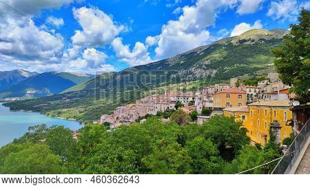 View Of Barrea And Its Namesake Lake In Abruzzo.