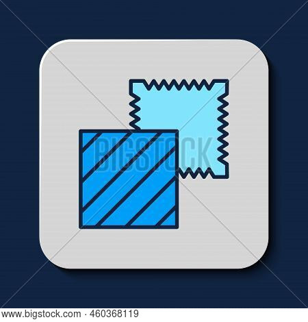 Filled Outline Textile Fabric Roll Icon Isolated On Blue Background. Roll, Mat, Rug, Cloth, Carpet O