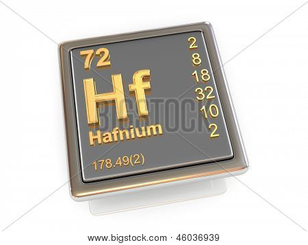 Hafn. Pierwiastek chemiczny. 3D