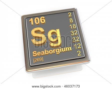 Seaborgium. Chemisches Element. 3D