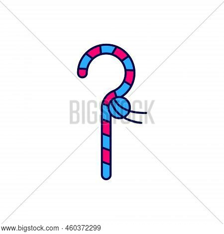 Filled Outline Crook Icon Isolated On White Background. Ancient Egypt Symbol. Scepters Of Egypt. Vec