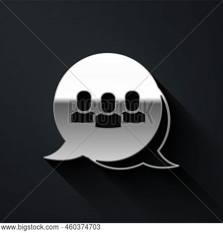 Silver Project Team Base Icon Isolated On Black Background. Business Analysis And Planning, Consulti