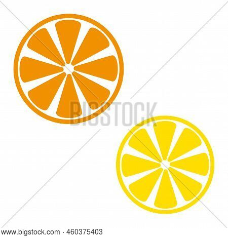Sliced Lemon In Flat Style. Vector Illustration. Stock Image.