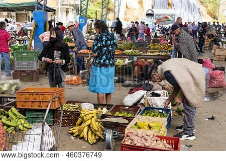 El Santuario, Antioquia - Colombia. June 26, 2022. Traditional Market Square Of The Colombian Town W