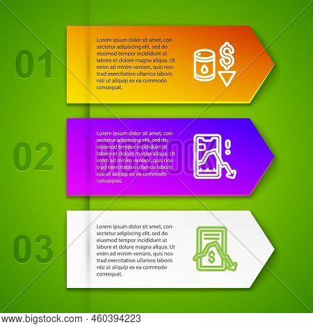 Set Line Drop In Crude Oil Price, Mobile Stock Trading And . Business Infographic Template. Vector