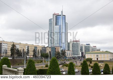 Belarus, Minsk - 18 August, 2022: Bsb Building On Nemiga In Blue Sky