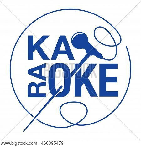 Karaoke Flat Template For Luminous Signboard With Microphone Silhouette. Emblem For Lead Singer, Eve