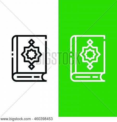 Islamic Book Quran Koran Vector Icon In Outline Style. Islamic Ramadan Icon From The Holy Quran. Vec