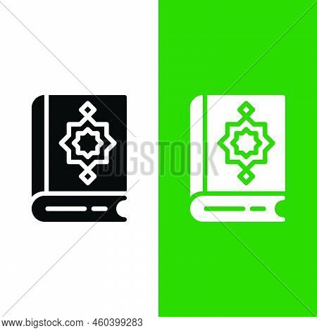 Islamic Book Quran Koran Vector Icon In Glyph Style. Islamic Ramadan Icon Of The Holy Quran. Vector 