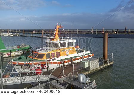 Hoernum, Germany - February 19, 2022: Sea Rescue Ship Horst Heiner Kneten In The Harbor Of Hoernum A