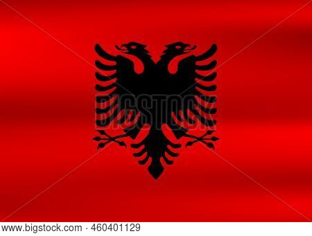 Flag Of Albania. Albanian National Symbol In Official Colors. Template Icon. Abstract Vector Backgro