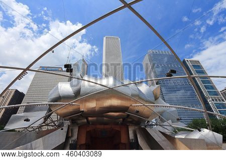 Chicago, Usa - June 27, 2013: Jay Pritzker Pavilion In Millennium Park In Chicago. Jay Pritzker Pavi