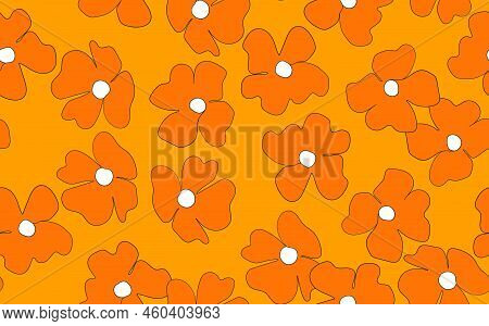 Floral Seamless With Hand Drawn Color Flowers. Cute Summer Background. Modern Floral Compositions. F